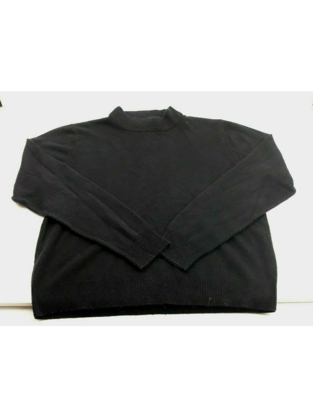 Sag Harbor Womens Black Long Sleeve Crew Neck Sweater Large